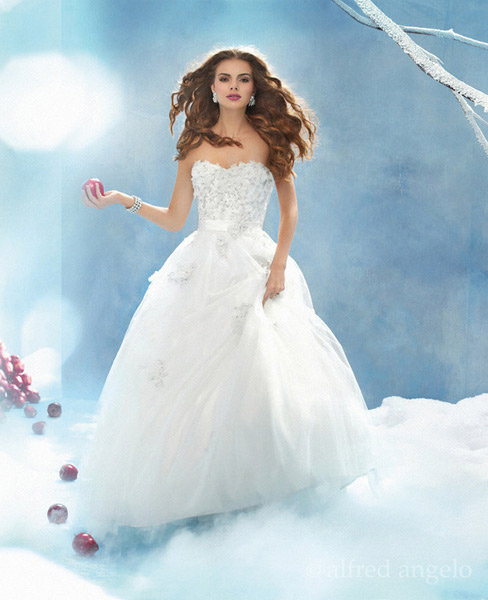 The Snow White gown reflects the nature loving princess